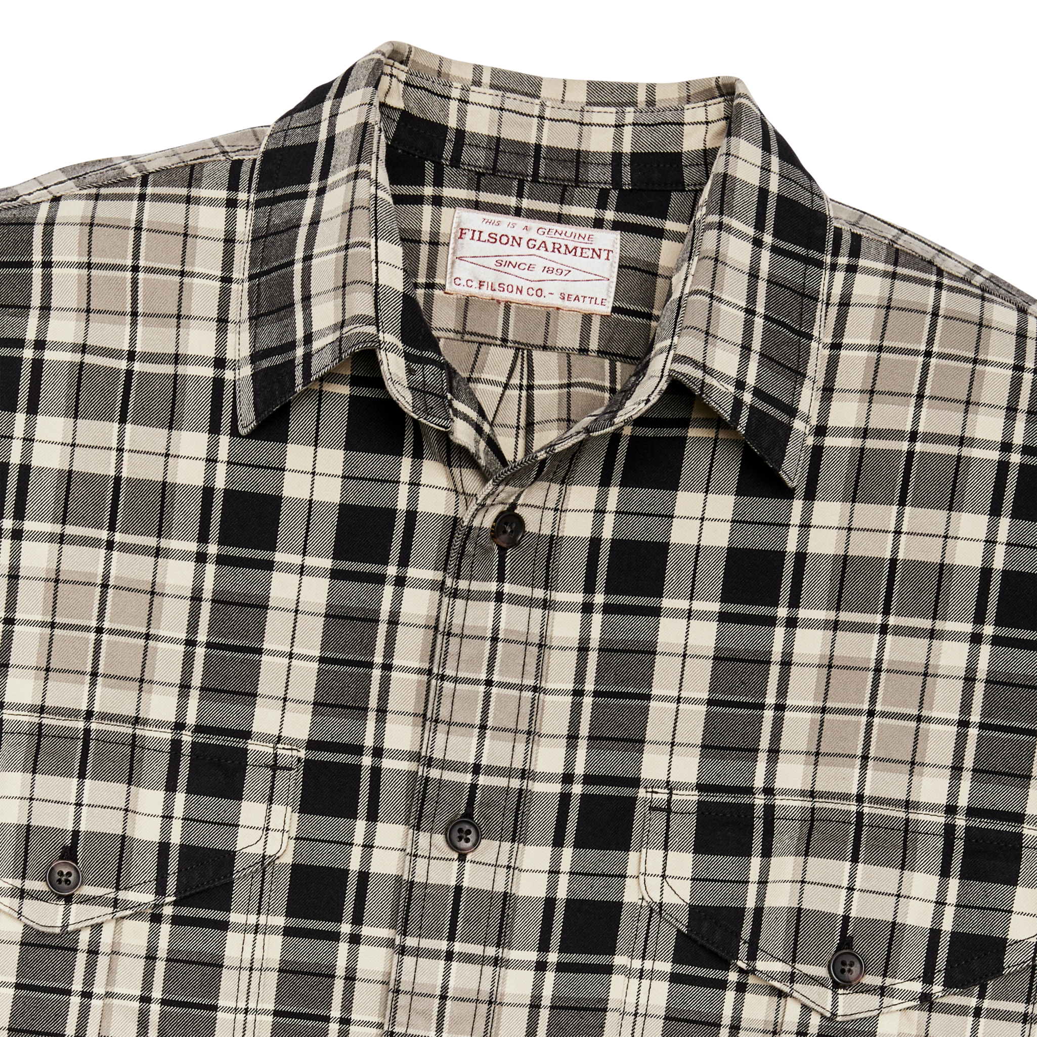 Lightweight Alaskan Guide Shirt - Cream / Black / Gray Plaid - Image 3