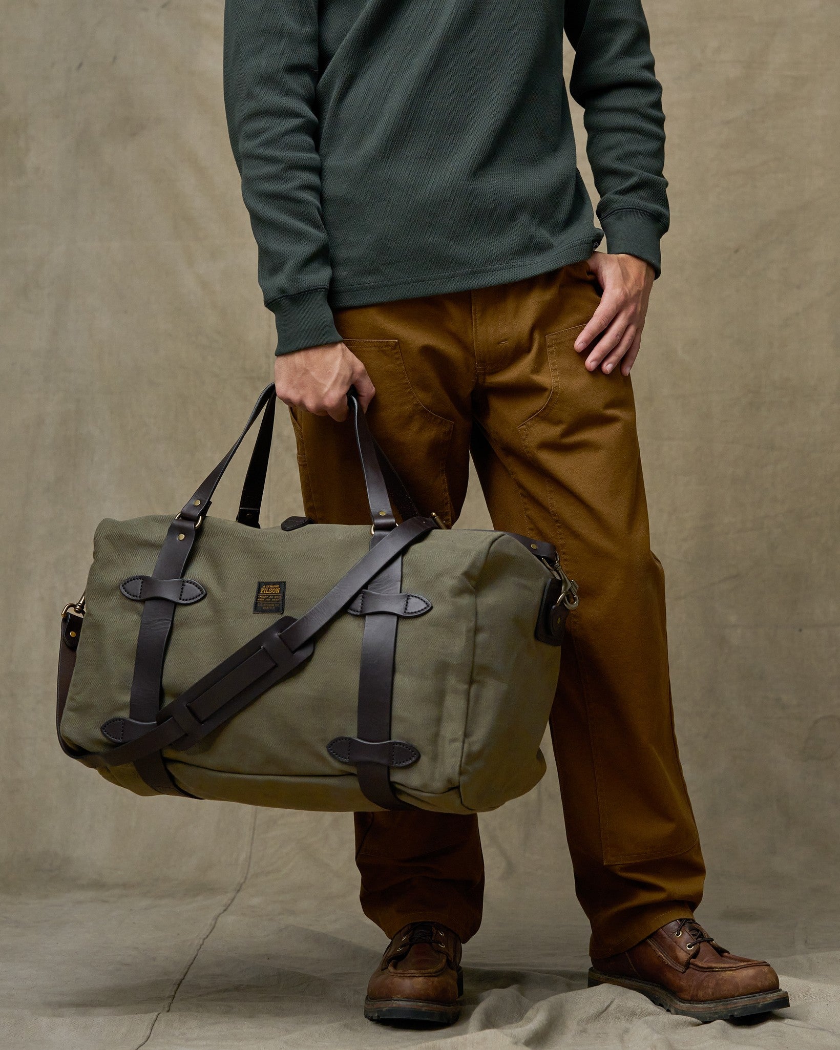 Medium Rugged Twill Duffle Bag - Otter Green