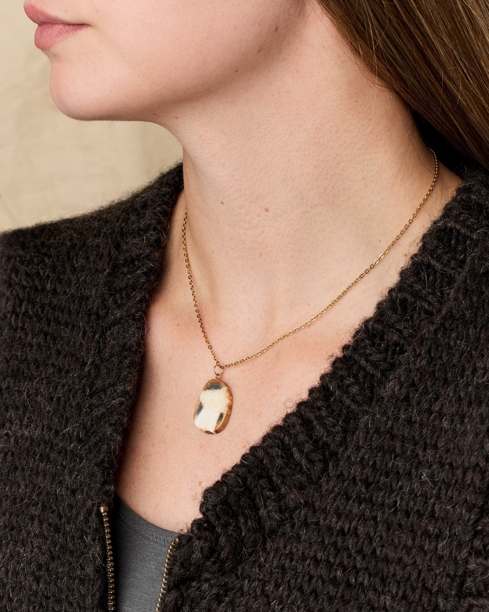 Ivory Jacks 14k Fossil Tusk Pendant - 14kyg