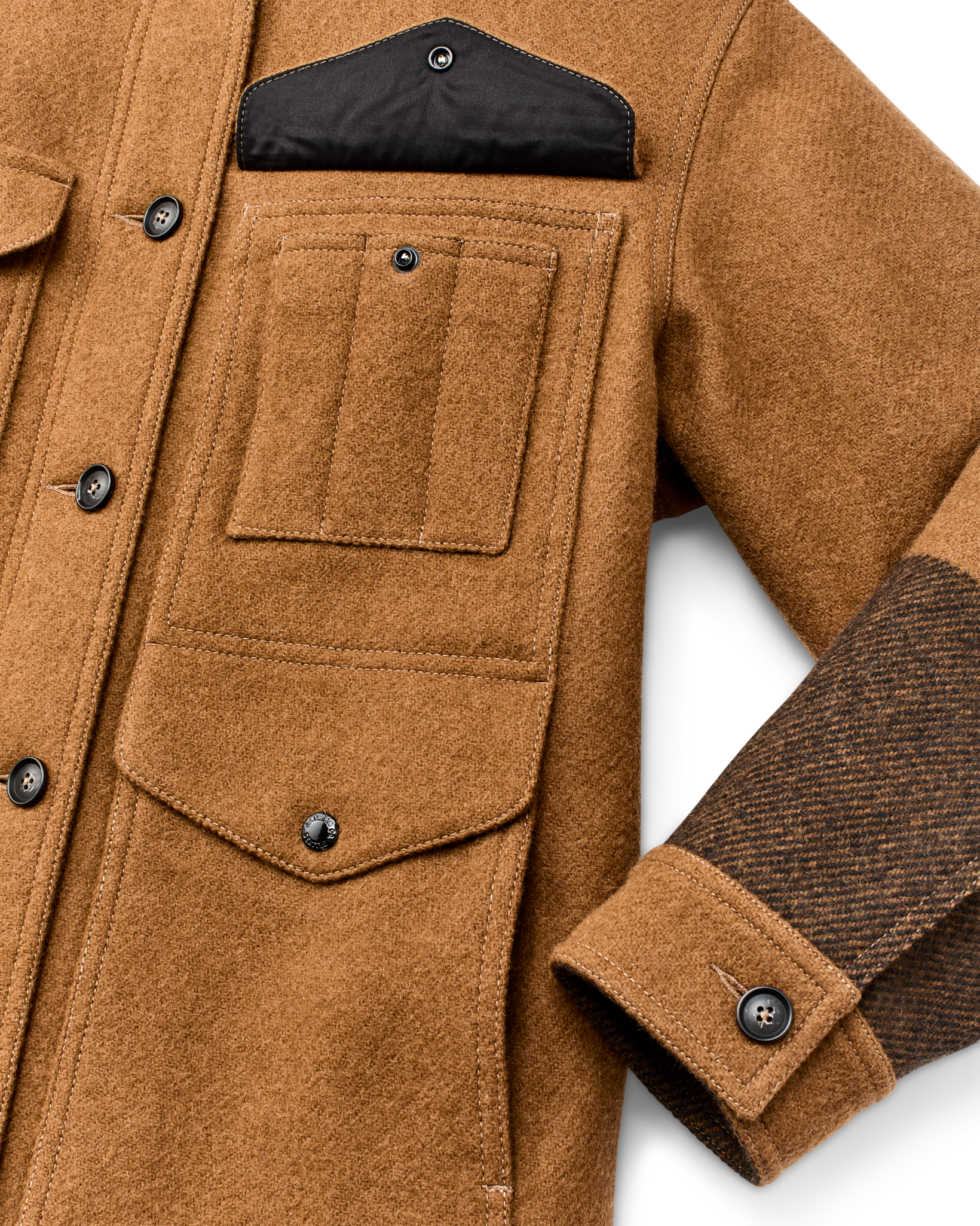 Women's Wool Long Cruiser Coat - Whiskey / Black Stripe - Image 6