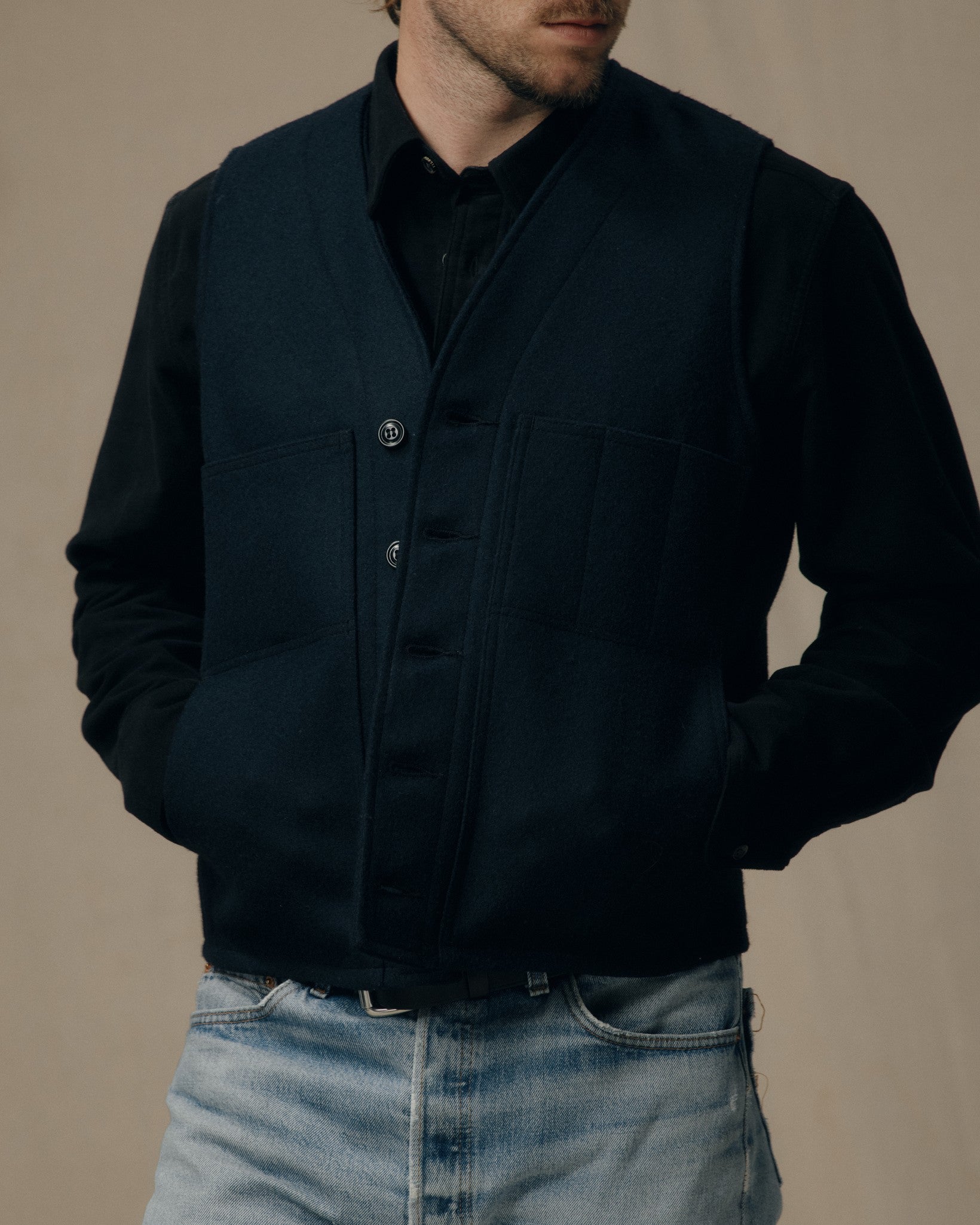 Mackinaw Wool Vest - Dark Navy - Image 6