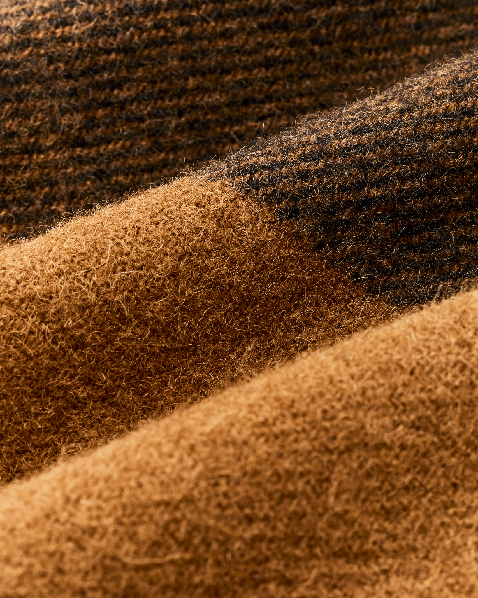 Women's Wool Long Cruiser Coat - Whiskey / Black Stripe - Image 9