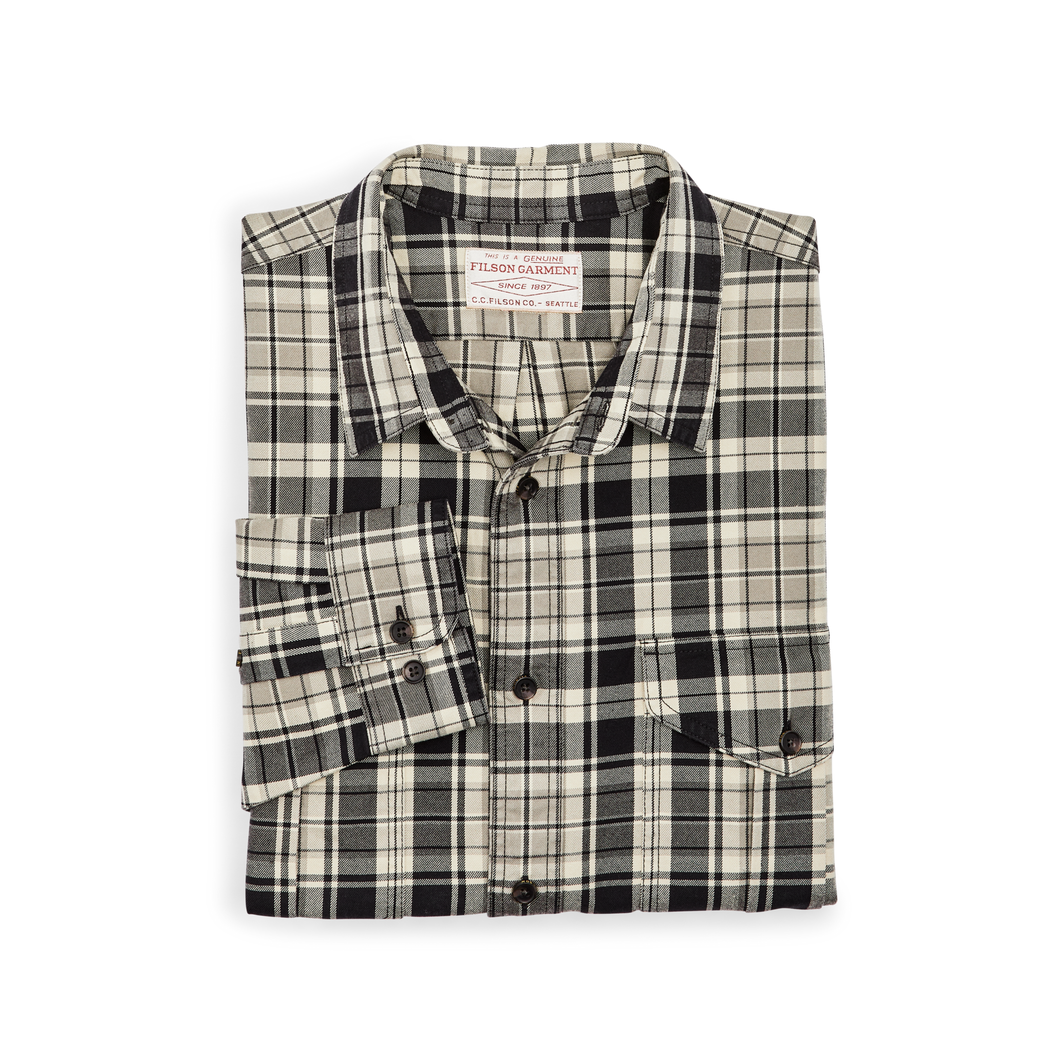 Lightweight Alaskan Guide Shirt - Cream / Black / Gray Plaid - Image 5