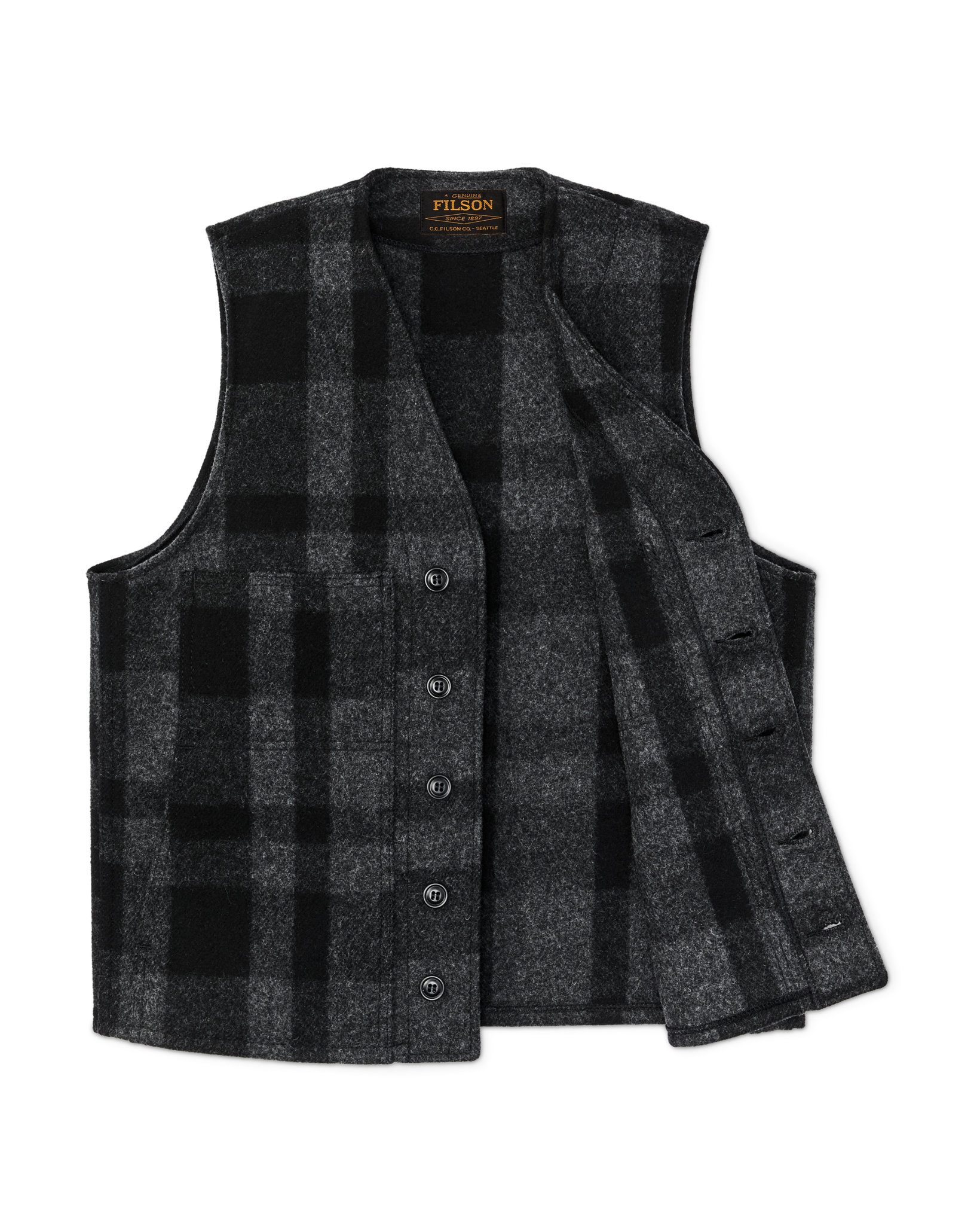 Mackinaw Wool Vest - Charcoal / Black Heritage Plaid - Image 3