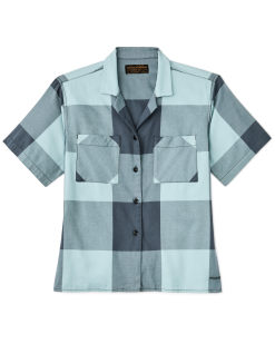 Women's Short Sleeve Camp Shirt - Storm Blue / Stone Plaid