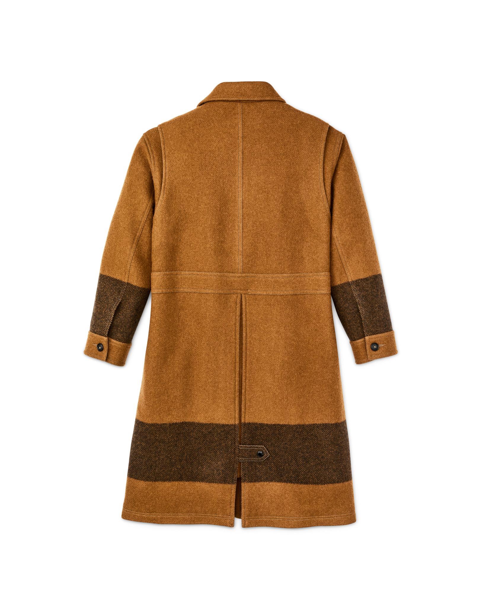 Women's Wool Long Cruiser Coat - Whiskey / Black Stripe - Image 4