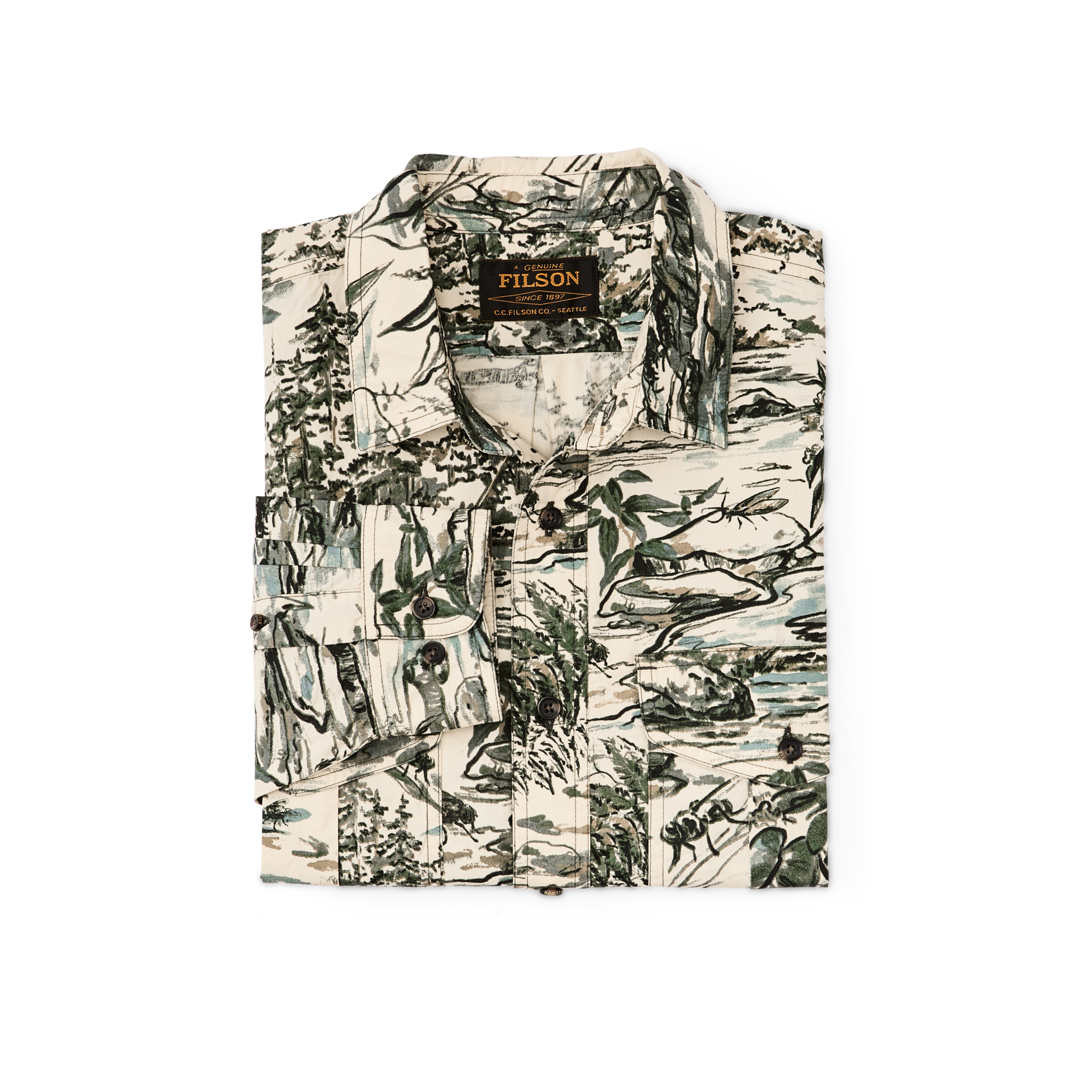 Filson X Housefly Washed Feather Cloth Shirt - Khaki / Scenic - Image 3