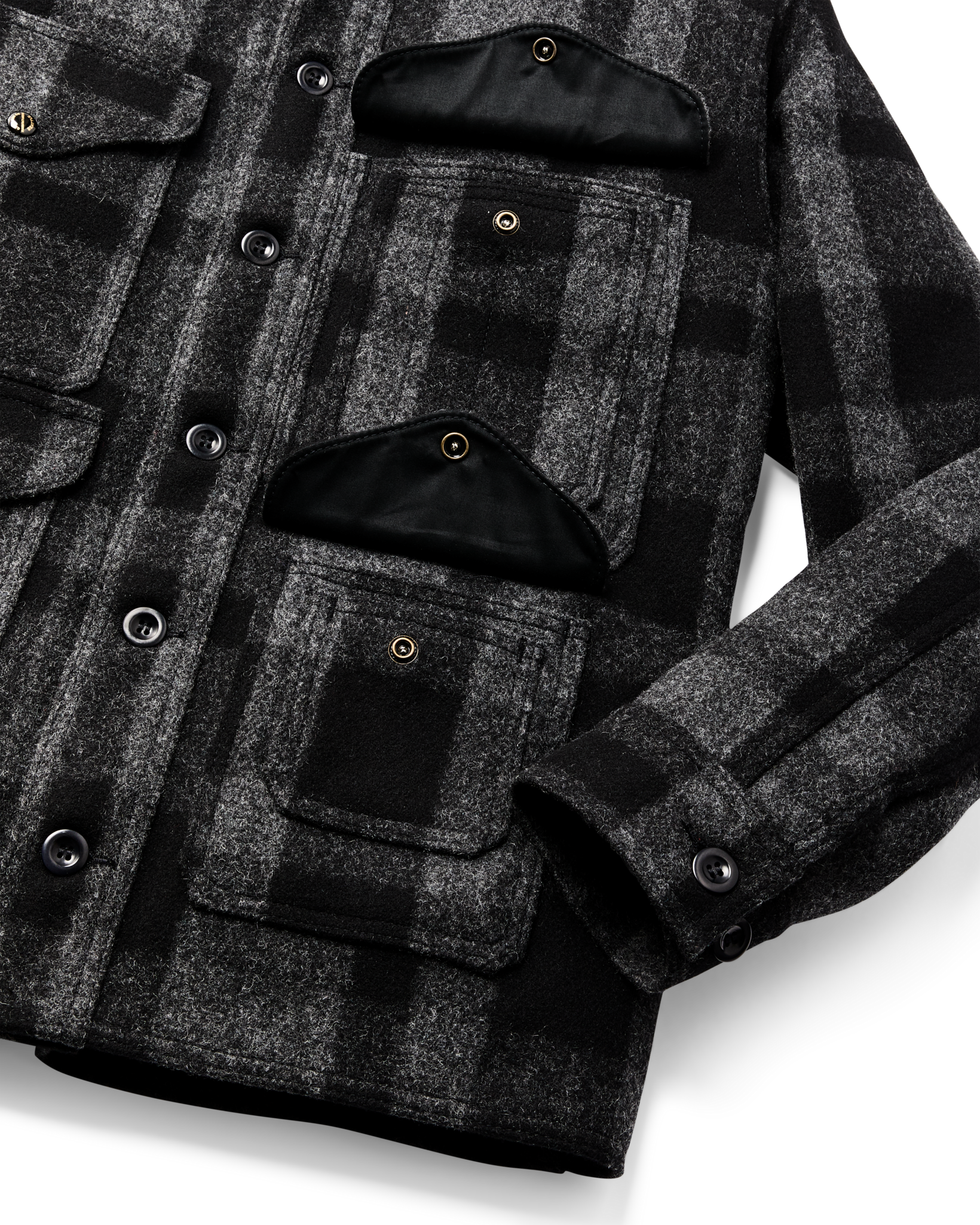 1940s Mackinaw Wool Cruiser Jacket - Charcoal / Black Heritage Plaid - Image 4