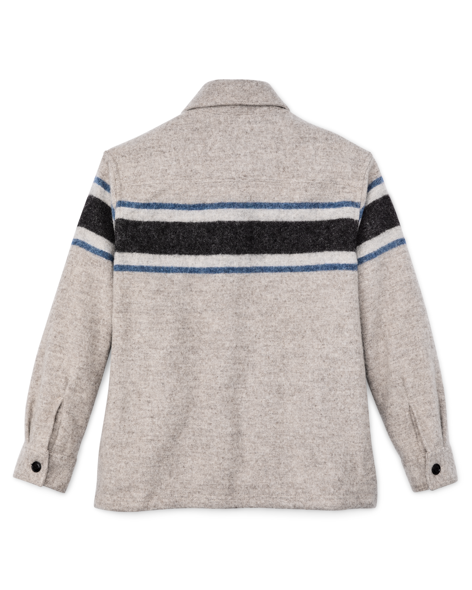 Women's Wool Overshirt - Gray / Black Blanket Stripe - Image 4