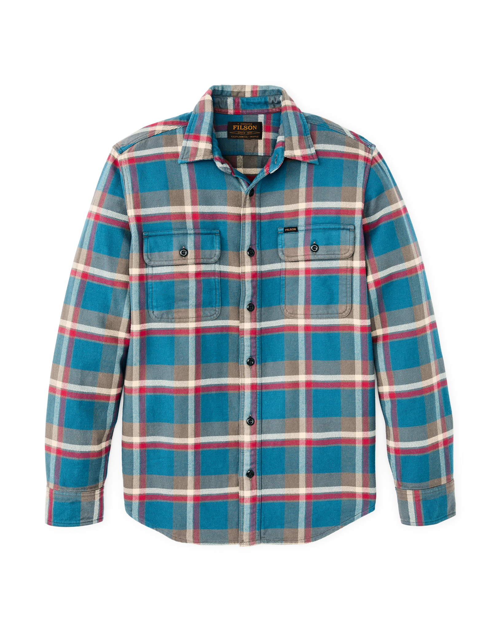 Vintage Flannel Work Shirt - Blue / Gray / Multi Plaid
