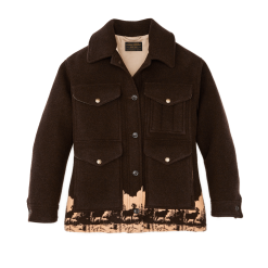 Women's Jacquard Wool Cruiser Jacket - Brown / Khaki Moose