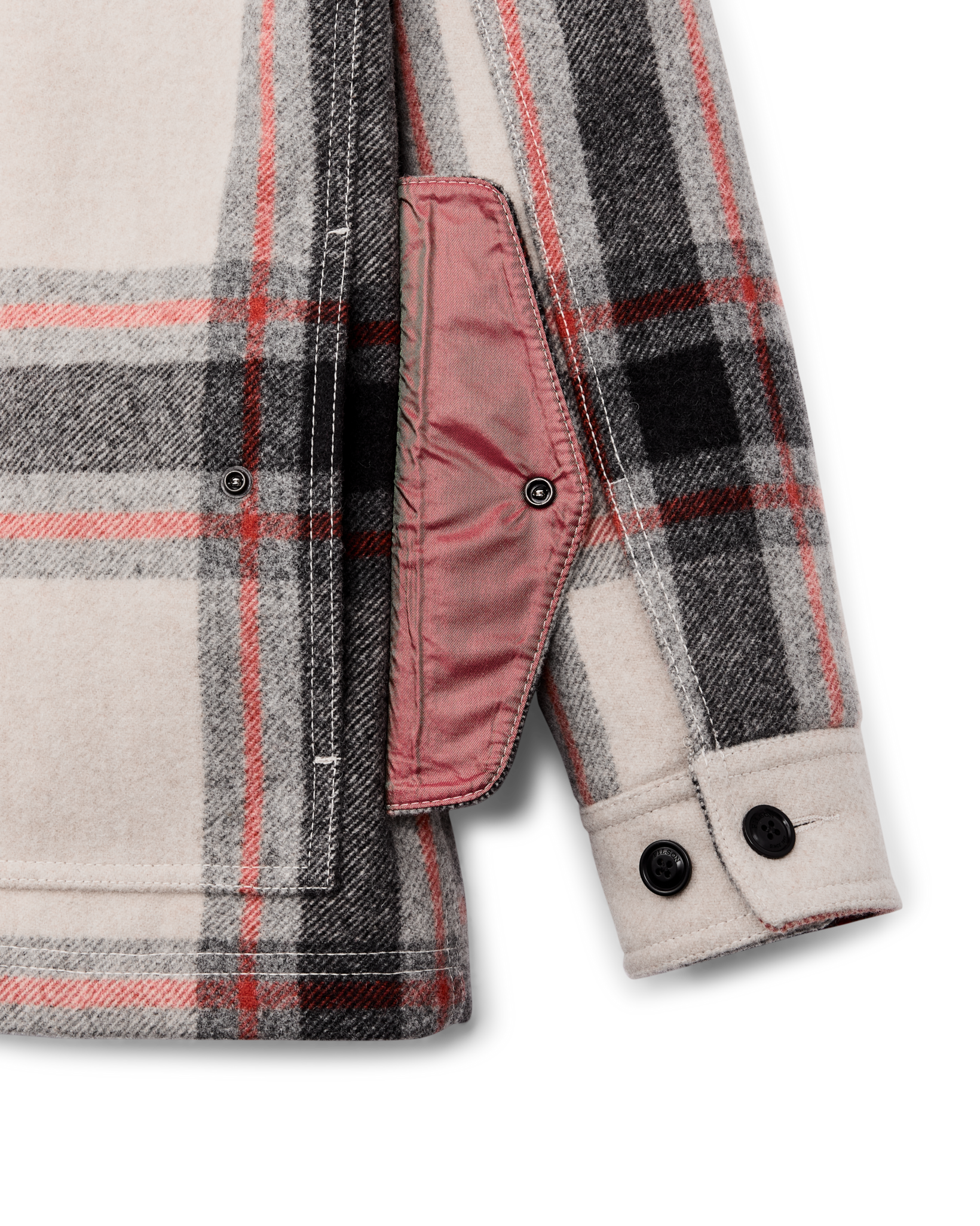Women's Mackinaw Wool Shearling Cruiser Jacket - Cream / Red / Black Plaid - Image 8