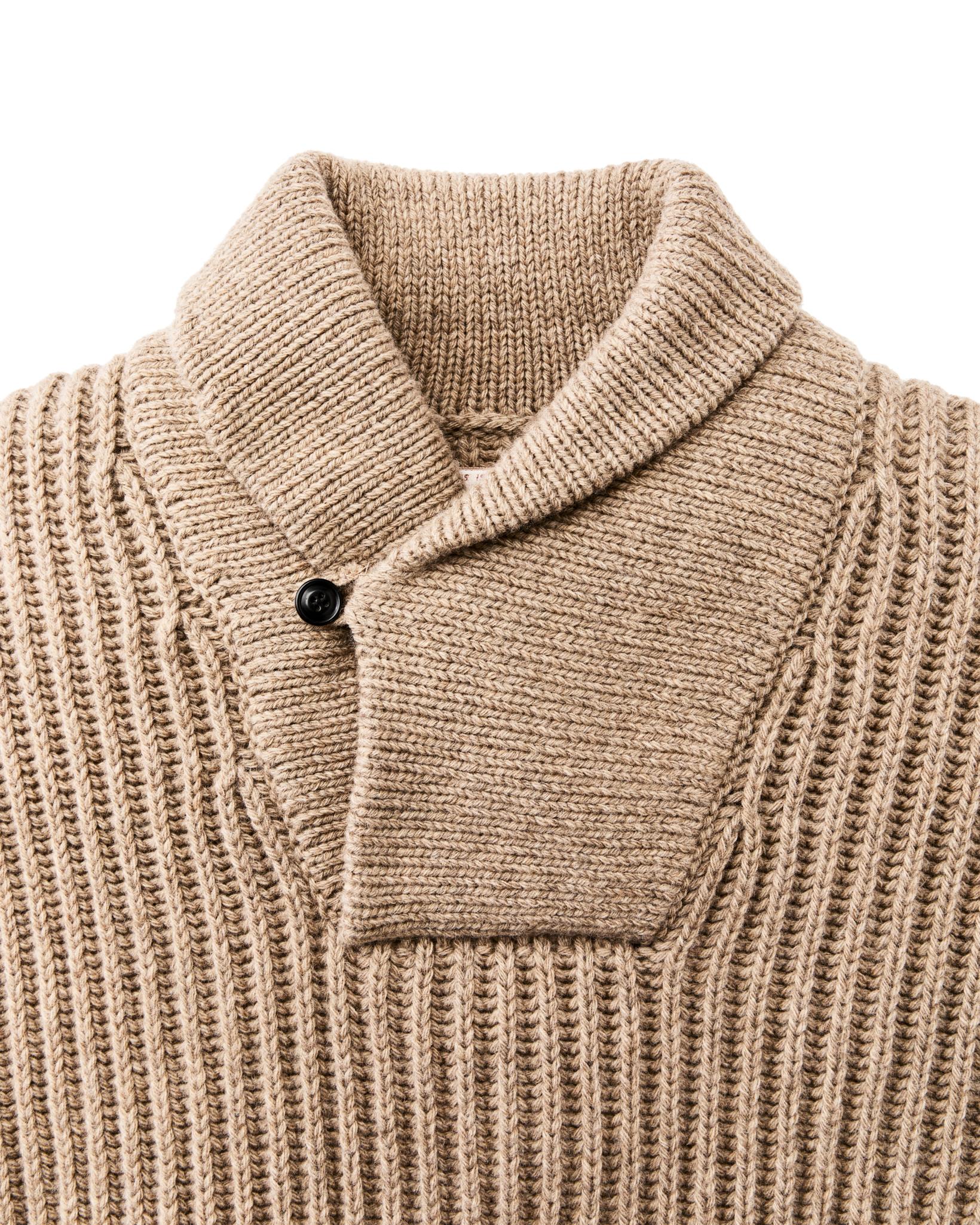 Bristol Shawl Neck Sweater - Oatmeal Heather / Flame Stripe - Image 3