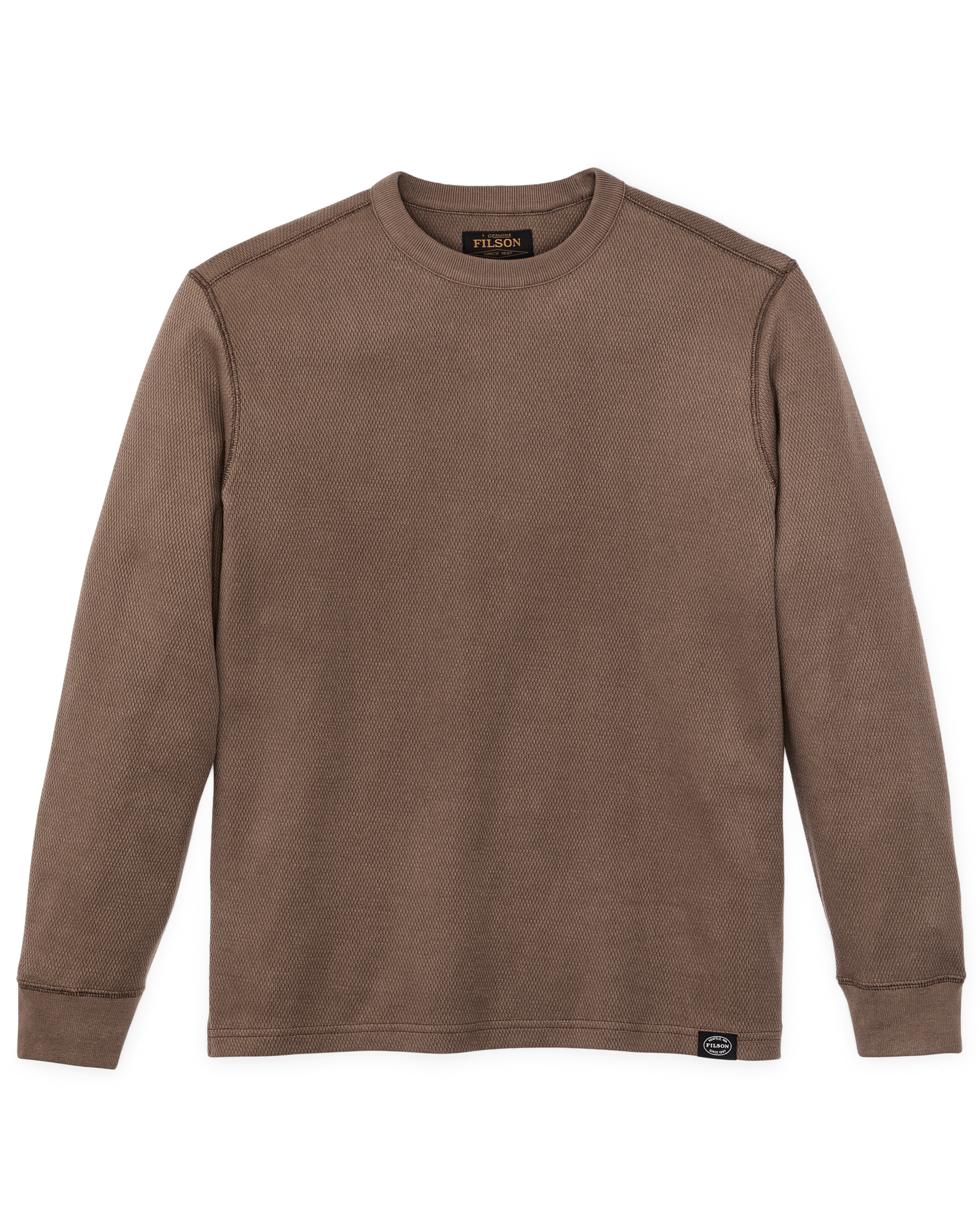 Waffle Knit Thermal Crewneck - Brown - Image 3