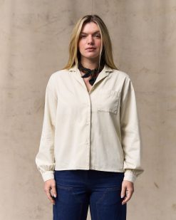 Women's Long Sleeve Twill Camp Shirt - Cream