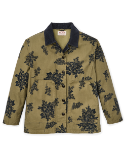 Women's Canvas Barn Coat - Olive / Floral Print