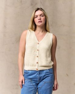 Women's Cotton Sweater Vest - Ivory